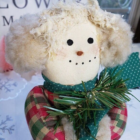 Adorable Vintage Primitive Farmhouse Homespun Christmas Snowman 7" - Picture 2 of 8